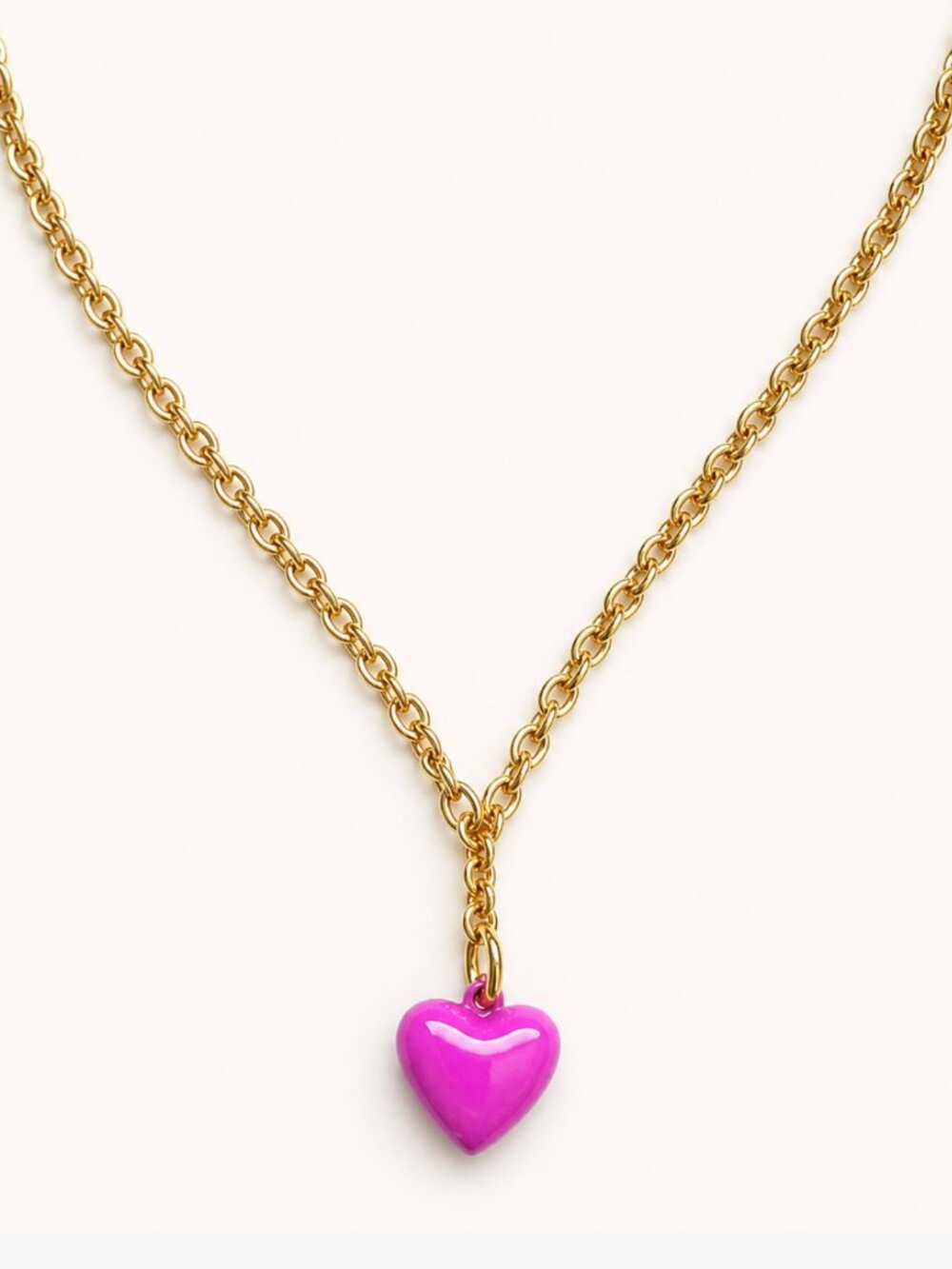 Roxanne Assoulin The Mini Puffy Heart Charm Necklace Dark Pink